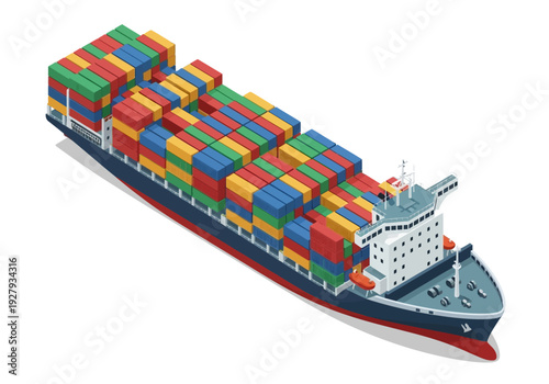 Cargo Ship Loaded With Colorful Containers, Representing Global Logistics and International Trade