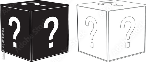 Black and white cubes with question marks