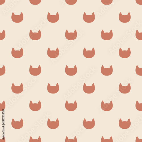 Minimal cat heads seamless pattern background