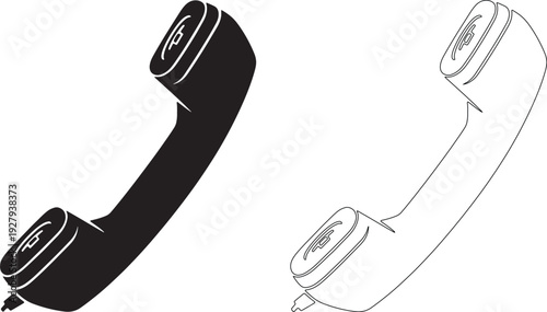 Black and white telephone handset communication call