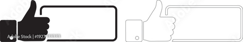 Black and white thumbs up with outline hand gesture