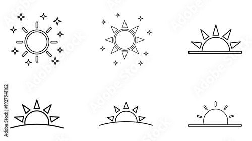 Illustration of Sun icons sunrise solar symbols