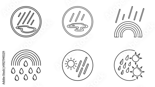 Illustration of Weather forecast icons rain sun