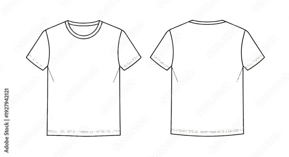 Fototapeta premium Vector White Crew Neck T-Shirt Template Mockup Front and Back isolated PNG with Transparent Background