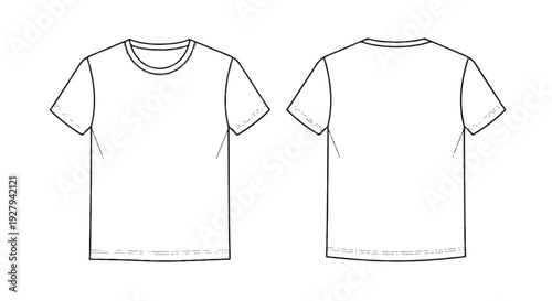 Vector White Crew Neck T-Shirt Template Mockup Front and Back isolated PNG with Transparent Background