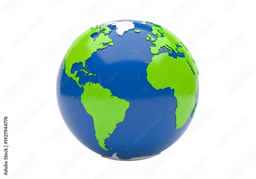 Obraz premium A blue and green globe on a white background isolated on transparent background
