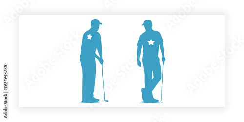 Golf Player Silhouettes Swinging Club – Male and Female Sport Vector Isolated on White.