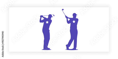 Golf Player Silhouettes Swinging Club – Male and Female Sport Vector Isolated on White.