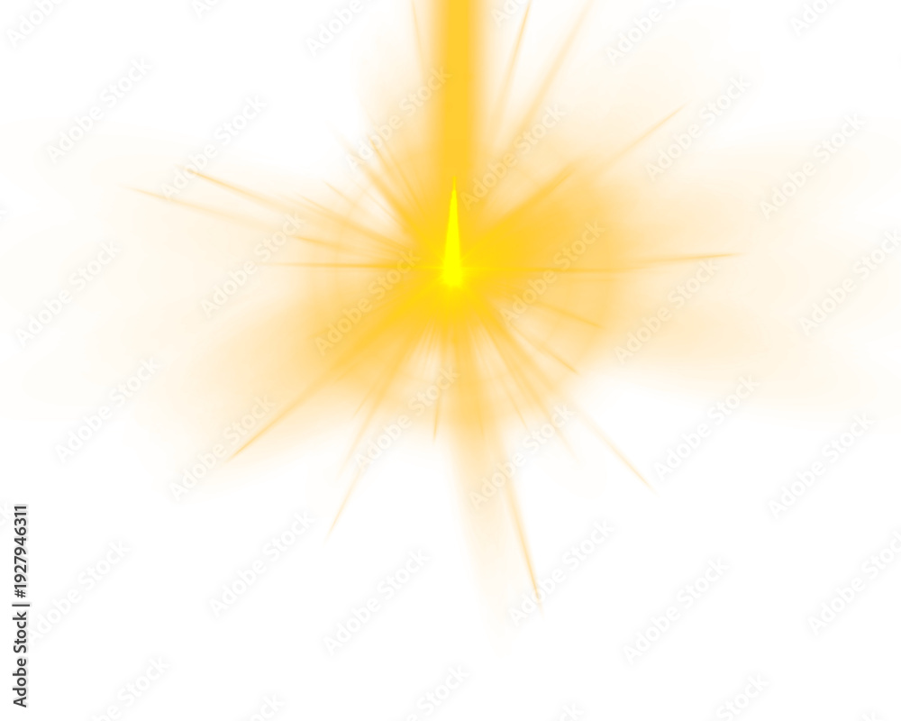 Fototapeta premium Elegant glowing beam and flare create cinematic lighting. Sparkling accents increase brightness and beauty. Vector isolated effect.