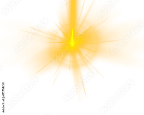 Elegant glowing beam and flare create cinematic lighting. Sparkling accents increase brightness and beauty. Vector isolated effect.