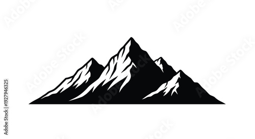 Dramatic mountain range depicted in a striking black silhouette