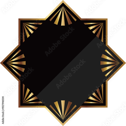 高級感のあるアールデコ風フレーム　ブラック＆ゴールド