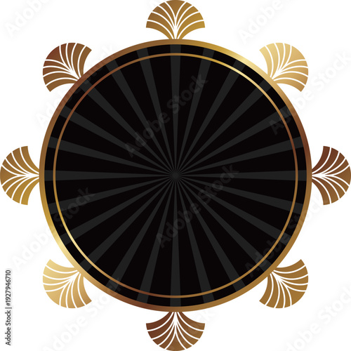 高級感のあるアールデコ風フレーム　ブラック＆ゴールド