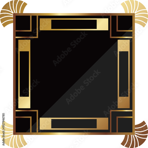 高級感のあるアールデコ風フレーム　ブラック＆ゴールド