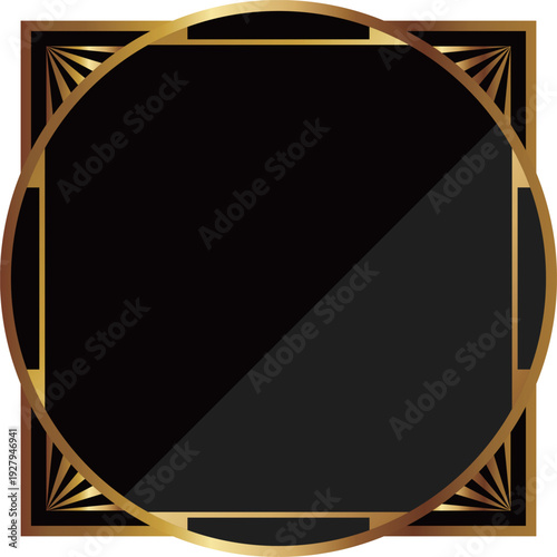 高級感のあるアールデコ風フレーム　ブラック＆ゴールド