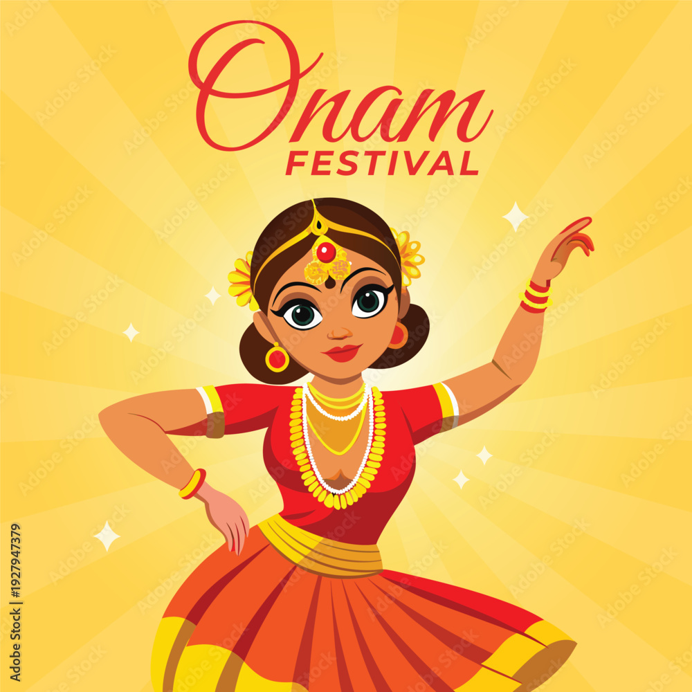 Fototapeta premium Happy onam celebration a colorful illustration of the festival