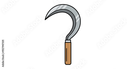 Sickle with Wood Handle.