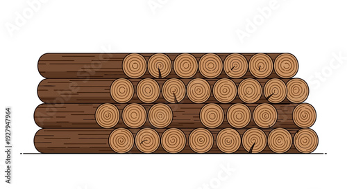 Stack of Wooden Logs.