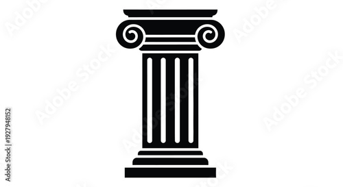 Classic ionic column capital in a striking black silhouette