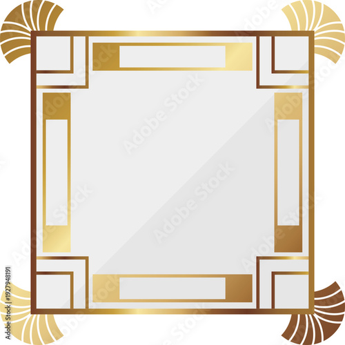 高級感のあるアールデコ風フレーム　ホワイト＆ゴールド