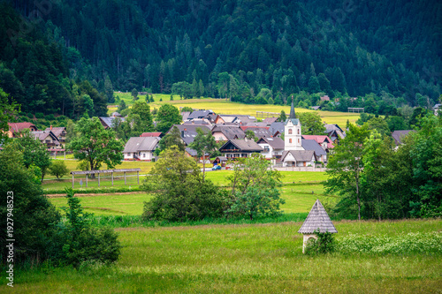 In the green. Slovenia and Lake Kranjska Gora. Julian Alps