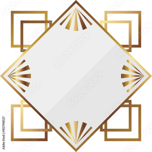 高級感のあるアールデコ風フレーム　ホワイト＆ゴールド