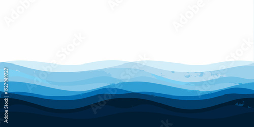 Abstract blue wave layers create a calming underwater landscape