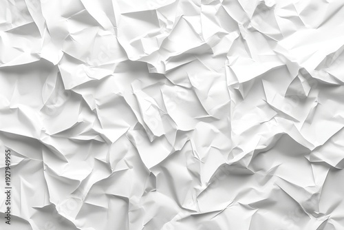 Intricate Close Up of Crumpled White Paper Sheets Showcasing Unique Textures and Light Effects