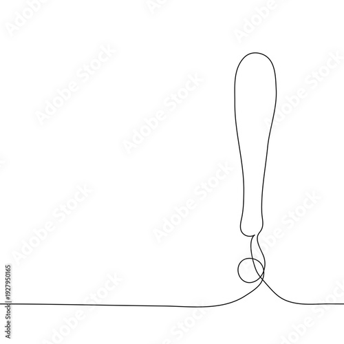 continuous line drawing of a large exclamation mark on the right side of the frame, leaving significant copy space on the left. representing emphasis, warning, and attention concepts