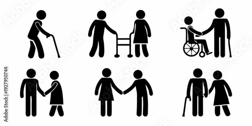 Diverse group of people depicted as simple black silhouettes