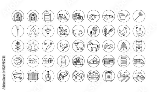 Food and Beverage Icon Set with Fast Food, Desserts, Snacks, Coffee, and Drink Symbols for Restaurant Menus, Apps, and Cafe Designs