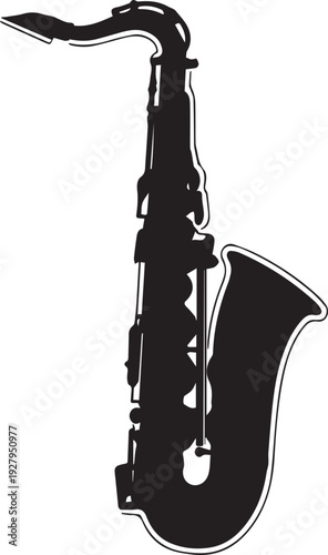 Alto Saxophone and Jazz Woodwind Instrument Silhouettes for Music Festival and Club Branding