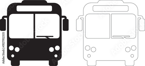 Black and white bus front view silhouette transport