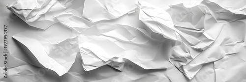 Crumpled White Paper Texture Background with Rough Surface and Unique Graphic Pattern for Design