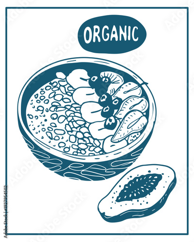 Hand drawn vector illustration of fruits, perfect for invitations, menus, parties. La dolce vita minimalist line art for poster, placard, print, card.