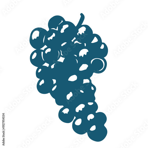 Hand drawn sketch illustration of half a passion fruit. Vintage mediterranian blue style.