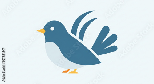 Vibrant blue bird spreading wings in modern graphic design