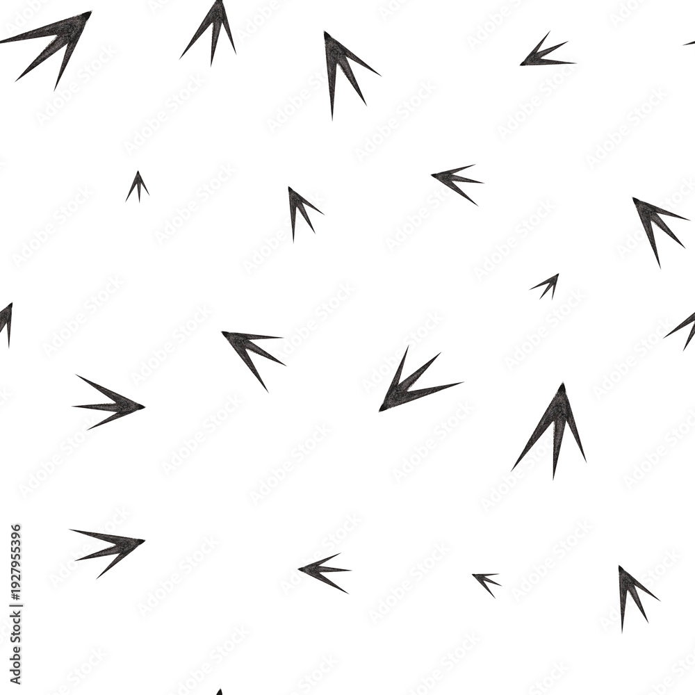 Obraz premium Folk Art Bird, Flowers and Leaves Repeating Pattern Design