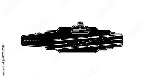 Black Battleship Silhouette Illustration.