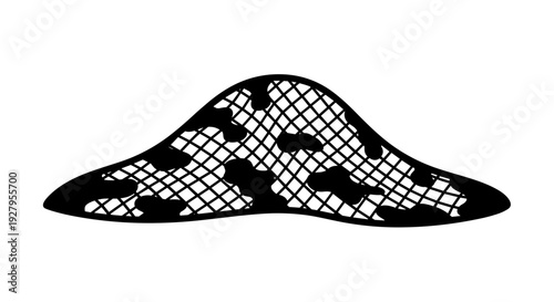 Black Fishnet Hat on White Background.