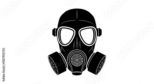 Black Gas Mask Illustration Isolated 1.