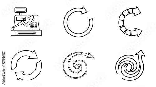Illustration of Refresh icons set circular arrows symbols