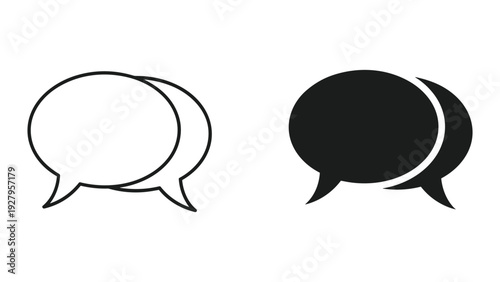 Speech Bubble Icons: Outline and Solid Fill - Communication and Dialogue Symbols