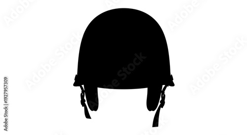 Black Military Helmet Front View.