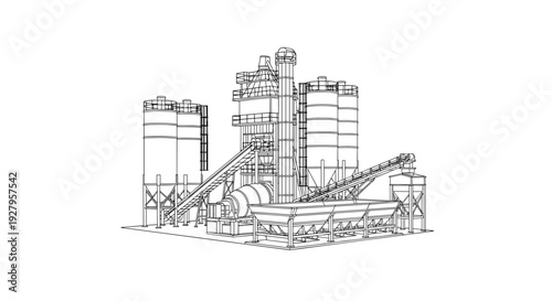 Industrial Facility Blueprint Technical Drawing.