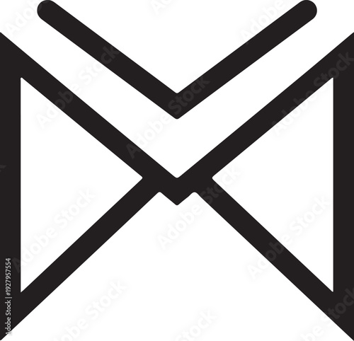 Envelope mail message email icon design element vector illustration drawing in black outline isolated on transparent background perfect for