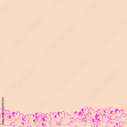 Pink floral border forming a vibrant frame on light cream background for text or design layout