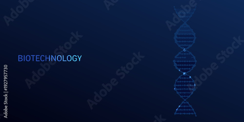 Biotechnology concept with a digital dna double helix structure illustration