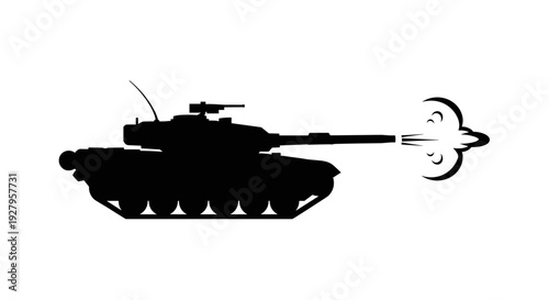 Tank Silhouette Military Vehicle Illustration.