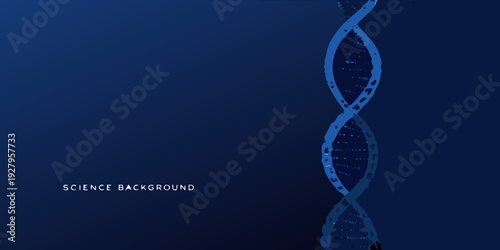 Abstract blue background featuring a stylized dna double helix strand